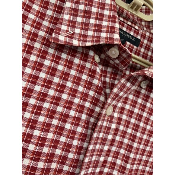 Banana Republic Mens XL Red White Checkered Plaid Button Down Long Sleeve Shirt - Picture 4 of 9